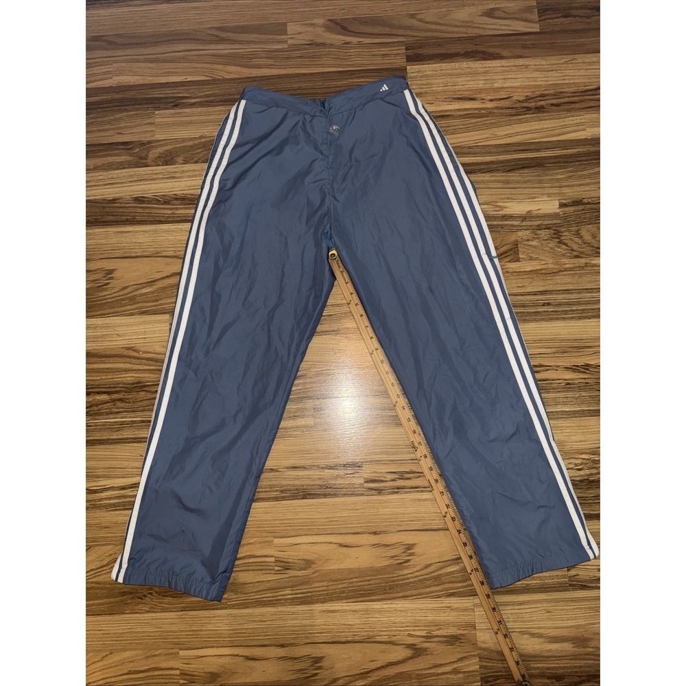 Vintage 2002 Adidas Baggy Track Pants Swish Mesh Lined Baby Blue 3 Stripe Size L